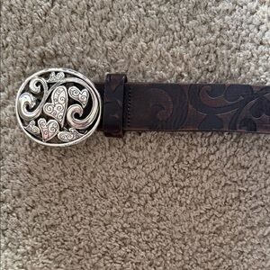 Brighton Dark Brown Leather Belt with Silver Filigree Buckle